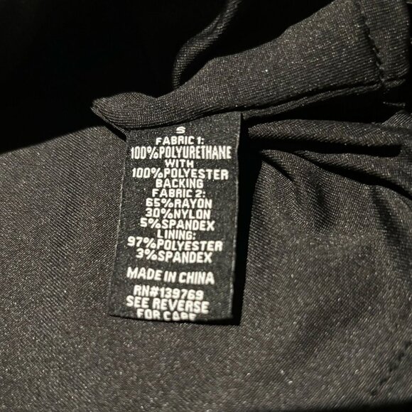 Ookie & Lala Womens Drape Moto Faux Leather Ponte Jacket Black Size S - Picture 6 of 6